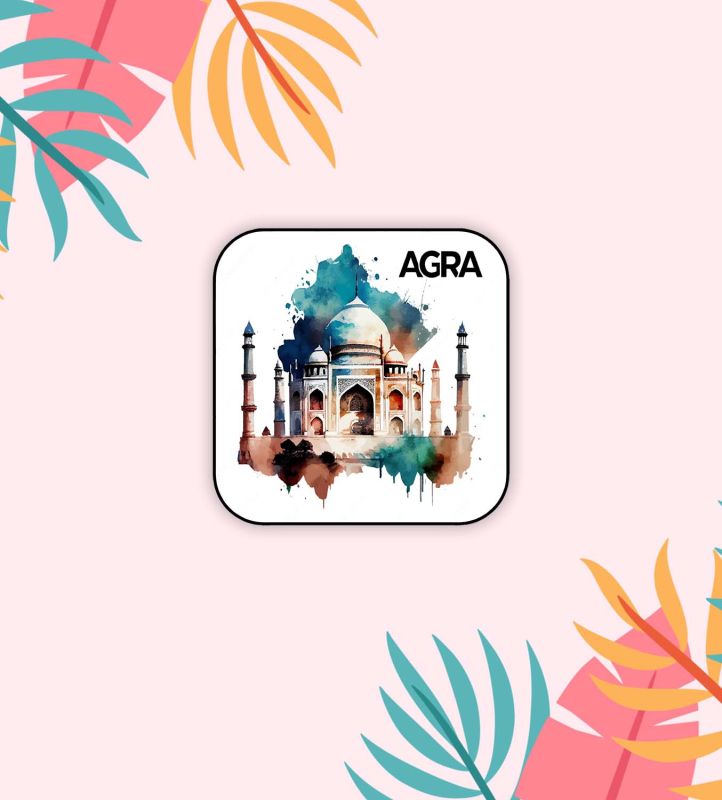 Agra Fridge Magnet Souvenir Gift for Tourist Kitchen Decoration Refrigerator Door Decor Sticker  Magnet for Refrigerator Whiteboard, Kitchen, and Office (Design 2)